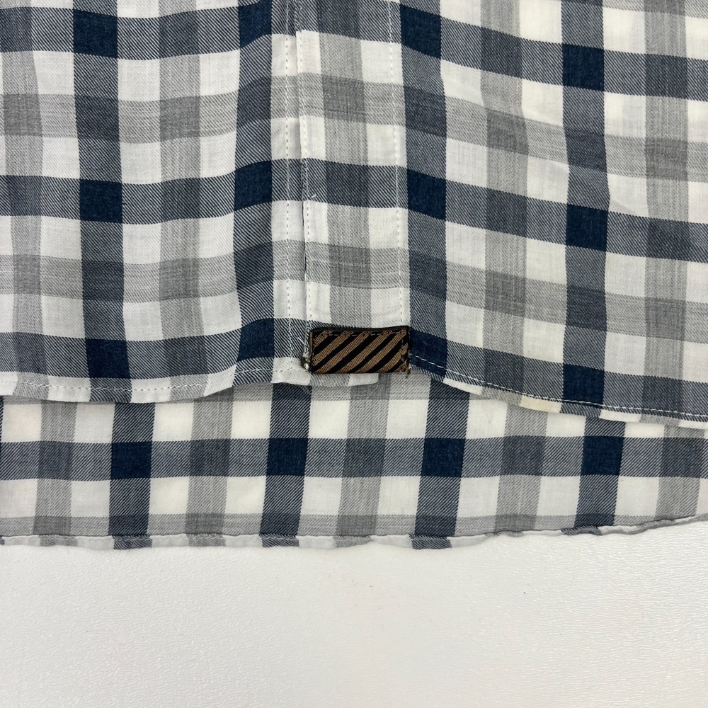 Billy Reid Standard Fit Blue Gray Gingham Check Shirt Sz M Italy - Picture 8 of 14